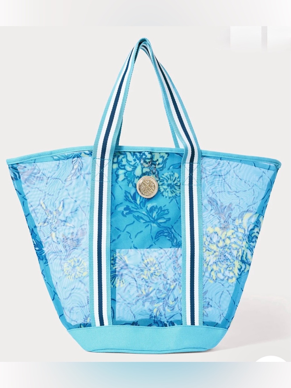 NWOT Lilly Pulitzer Blue Floral Mesh Tote Bag